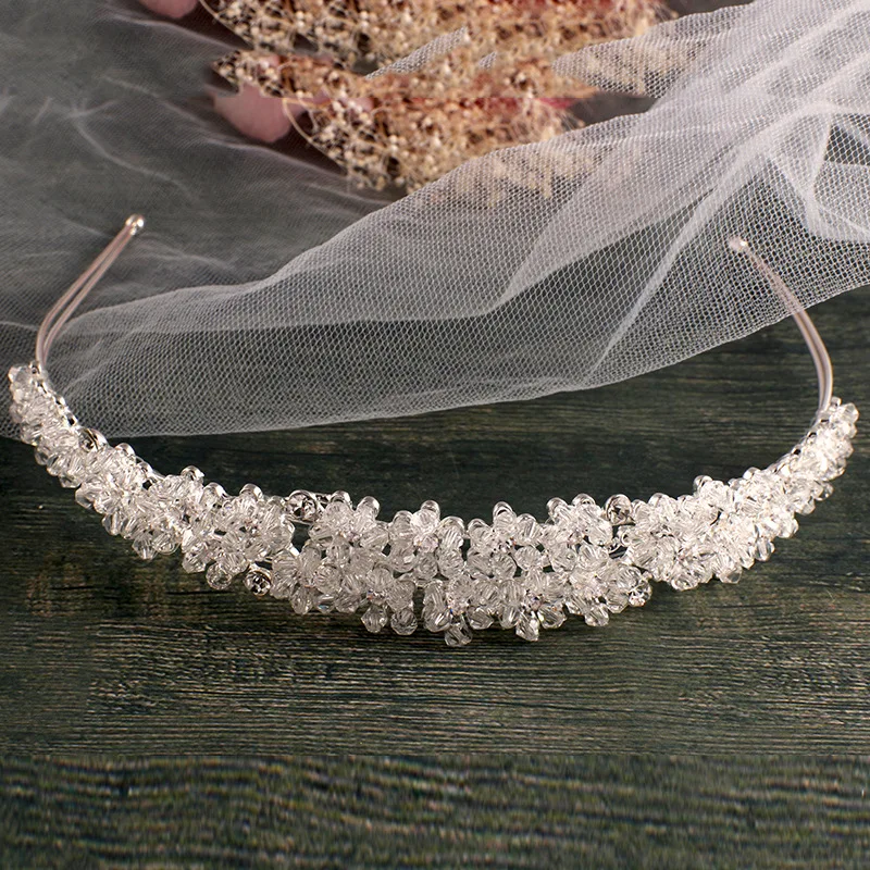 Серебряная свадебная повязка ручной работы с кристаллами, винтажные свадебные аксессуары для волос, свадебный головной убор, корона на выпускной