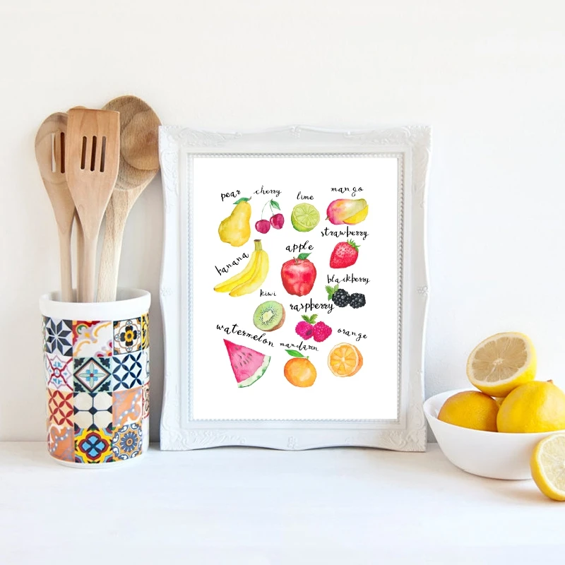 Watercolor Fruits Poster Kitchen Decor