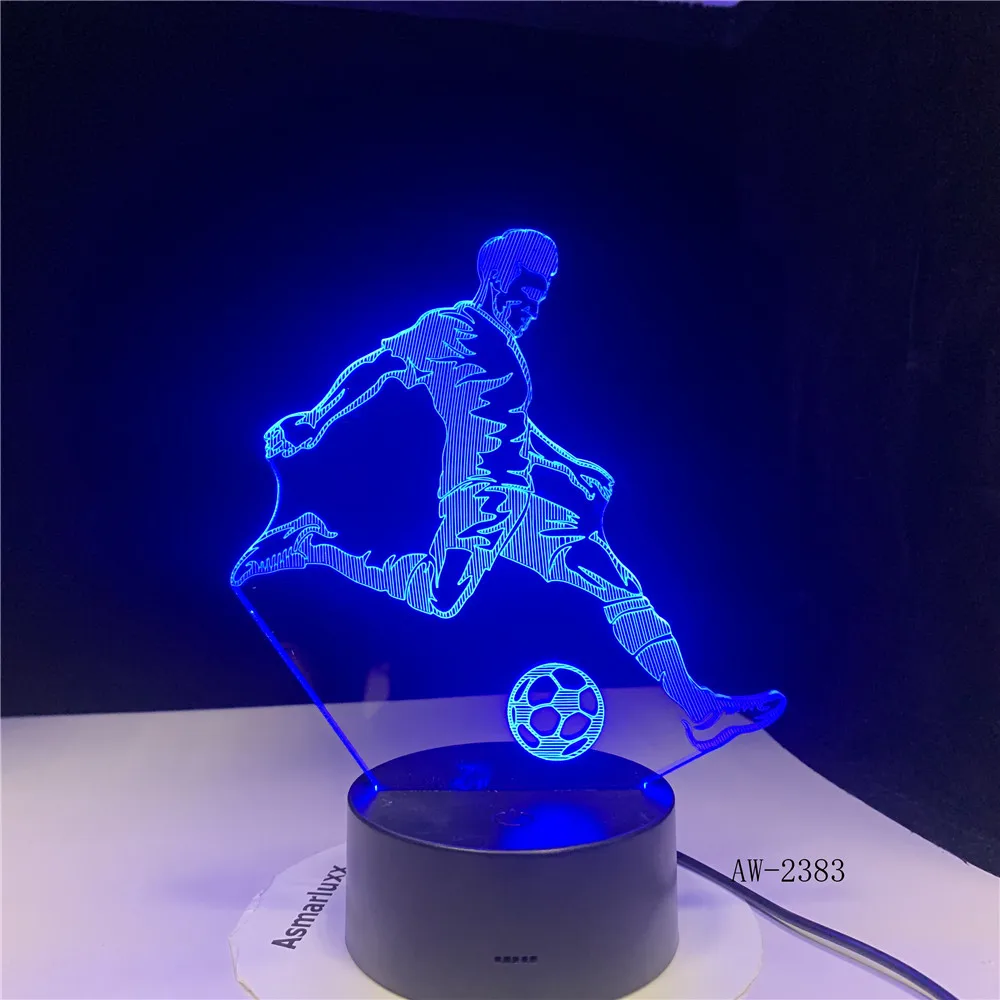 3D-2383 спортивный стиль игры футбол 7 смешанных цветов светодиодный 3d-ночник дистанционное управление дети подарок украшение Настольная лампа