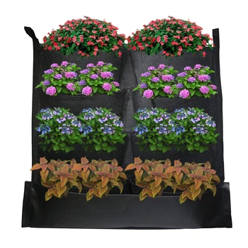 

8 Pockets Waterproof Vertical Indoor/Outdoor Flower Pots Felt Vertical Garden Hanging Plant Grow Bag with Free Root Wrappers