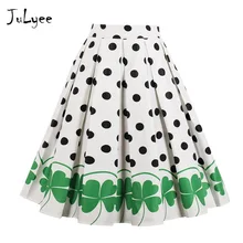 Julyee/Летняя винтажная Цветочная миди плиссированная юбка в горошек с вишневым Хепберн в стиле ретро элегантная Юбка-миди с принтом