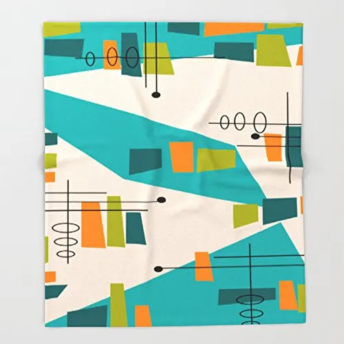 Mid-Century Modern Abstract Throw Blankets Soft Warm Coral Fleece Blanket Winter Sheet Bedspread Sofa Light Thin | Дом и сад