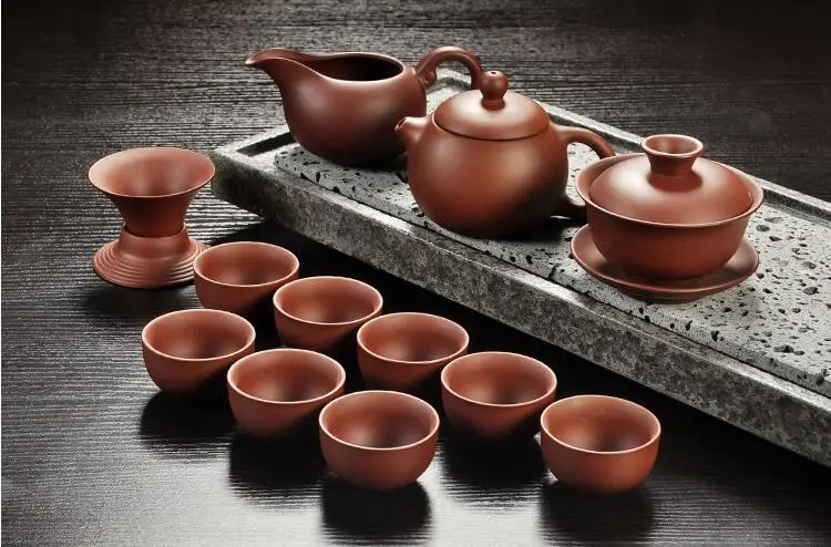 Исин фиолетовый песок чайный набор черный/красный керамический кунг-фу чайный горшок, ручной работы фиолетовый песок чайный горшок чайная чашка gaiwan Tureen чайная церемония