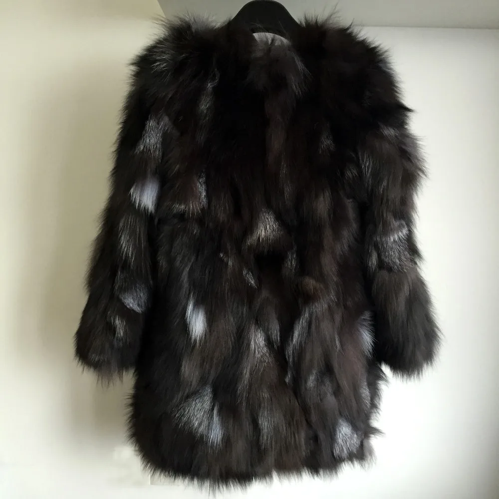 

Hot Sale Women Fashion Natural Fox Fur Long Coat Real Fox Fur Coat Genuine Fur for high fashion brand KFP671