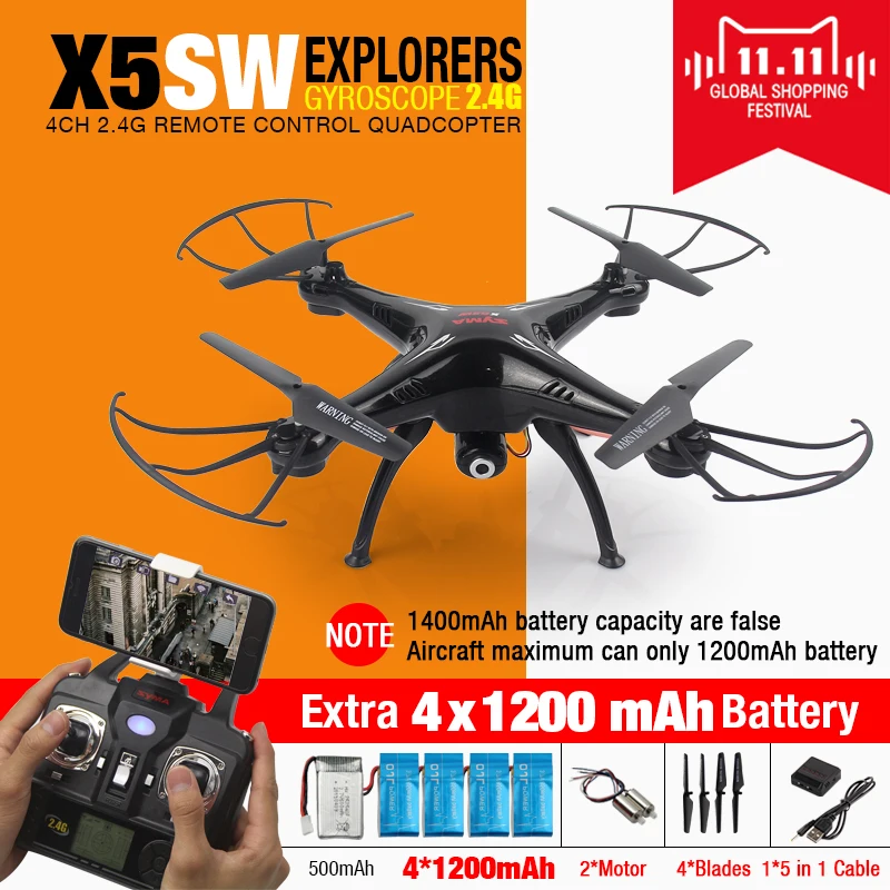 100 Original SYMA X5SW FPV font b RC b font Quadcopter font b Drone b font