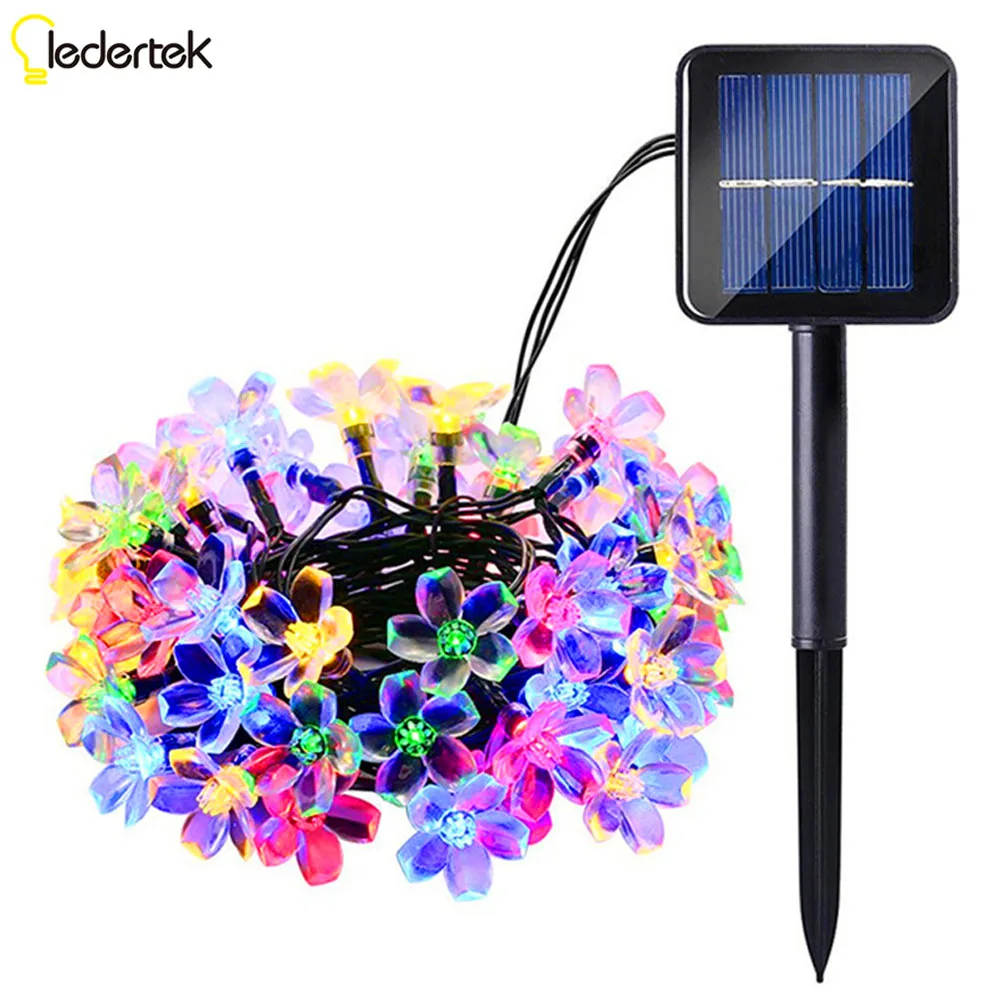 

LEDERTEK 7M 50 LED Solar Power Fairy String Lights Peach Blossom 8 Mode Waterproof For Garden Lawn Patio Christmas Trees Wedding