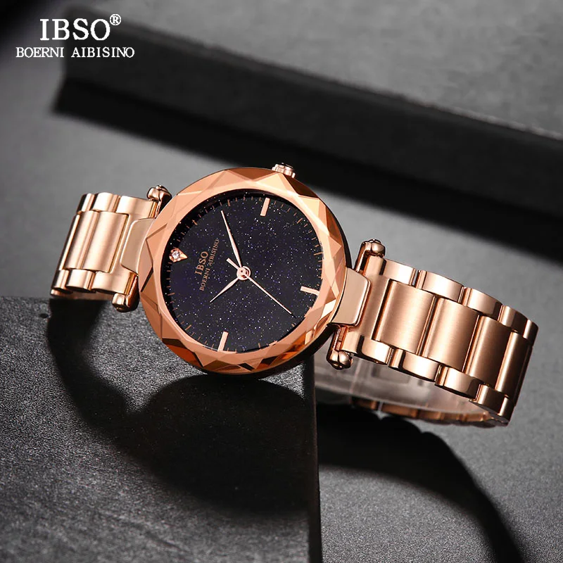 

IBSO Starry Sky Dial Creative Ladies Quartz Watch Women Stainless Steel Band Women Wrist Watches Montre Femme 2019 Femme Colck