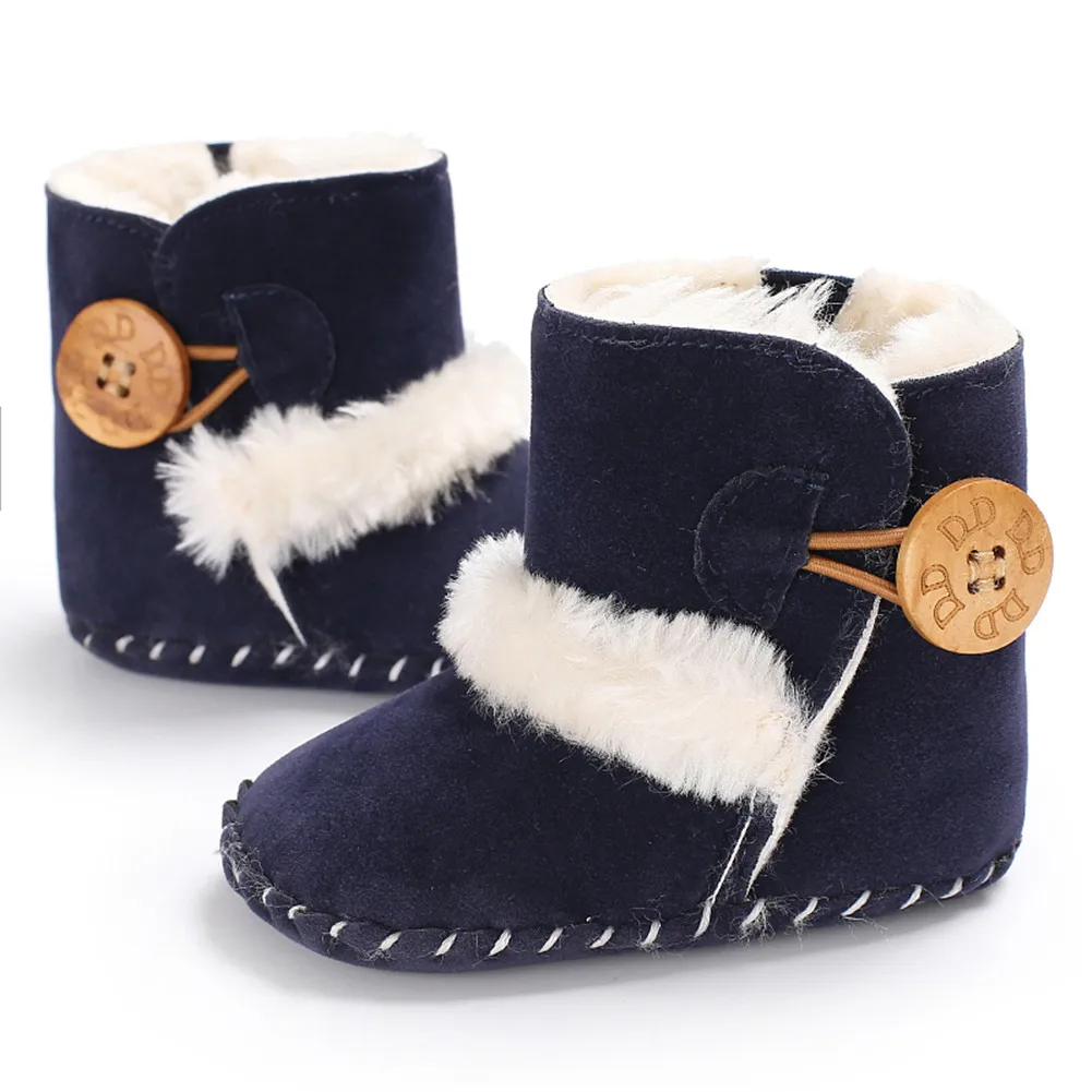 Детские Девочки Мальчики младенческие сапоги для снега Нескользящие зимние теплые Полуботинки для новорожденных мягкая подошва шерсть обувь Мода Высокое качество детская обувь - Цвет: Синий