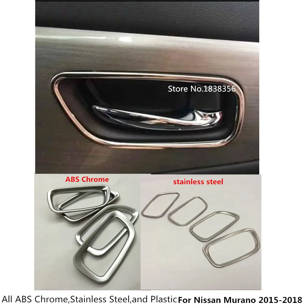 Hot For Nissan Murano 2015 2016 2017 2018 Car Cover Stick Trim ABS Chrome Door Inner Interior Handle Bowl Frame Lamp Panel 4pcs |