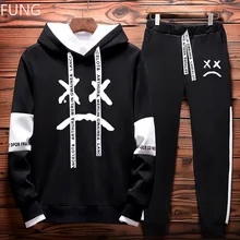 FUNG Lil Peep Men's Set Fashion Mens Tracksuit Hip Hop Hoodies Sweatshirts & Sweatpants Men Two Piece Set Hooded Suit Velvet