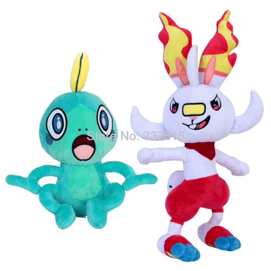 Новое поступление Аниме Супер Evolution Scorbunny & Aqua blue Sobble плюшевые куклы чучела