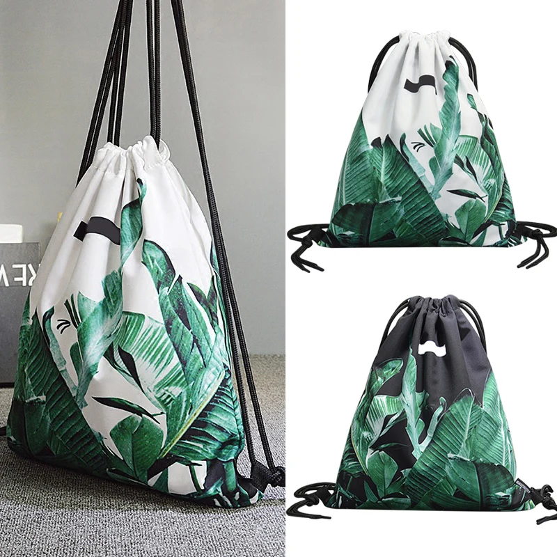 

Drawstring Backpack Women Lightweight Fitness Travel Bag Tropical Plants Printed Cloth Bags Best Sale-WT