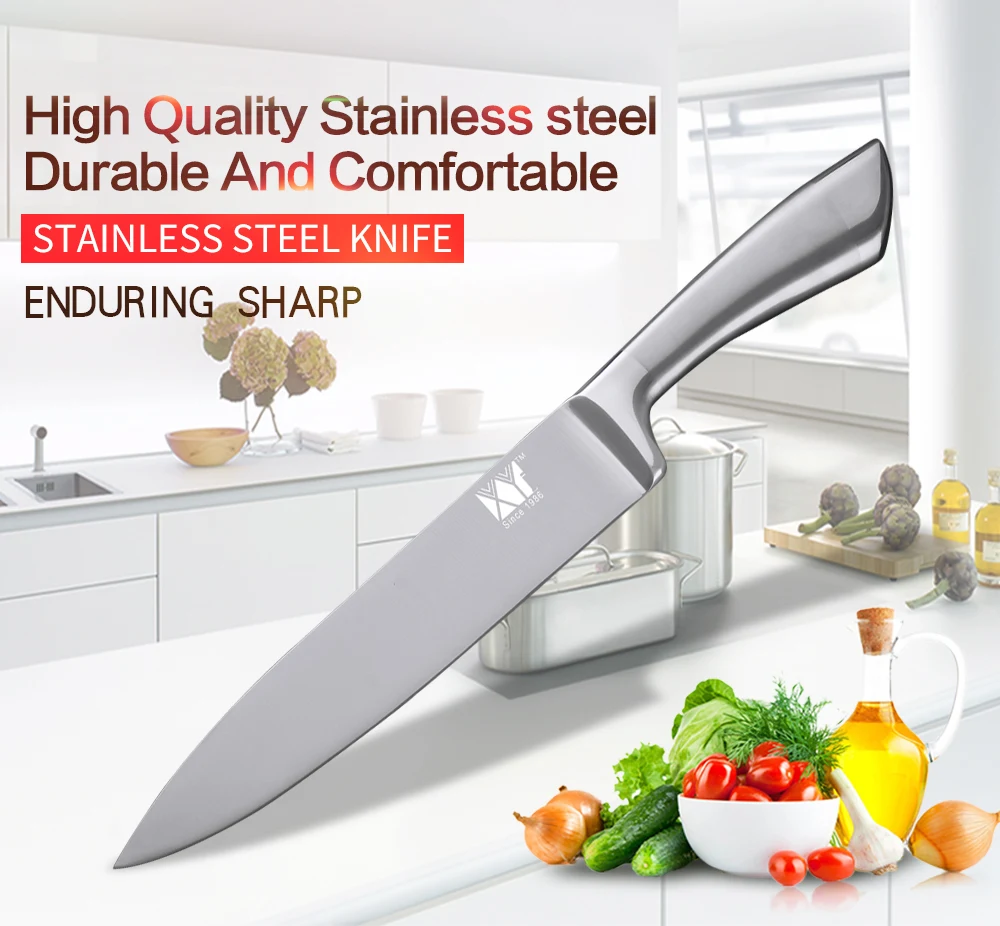 XYj Ультра Острый бесшовный сварочный кухонный нож 7Cr17mov из высокоуглеродистой нержавеющей стали, кухонный нож шеф-повара, профессиональный инструмент для приготовления пищи