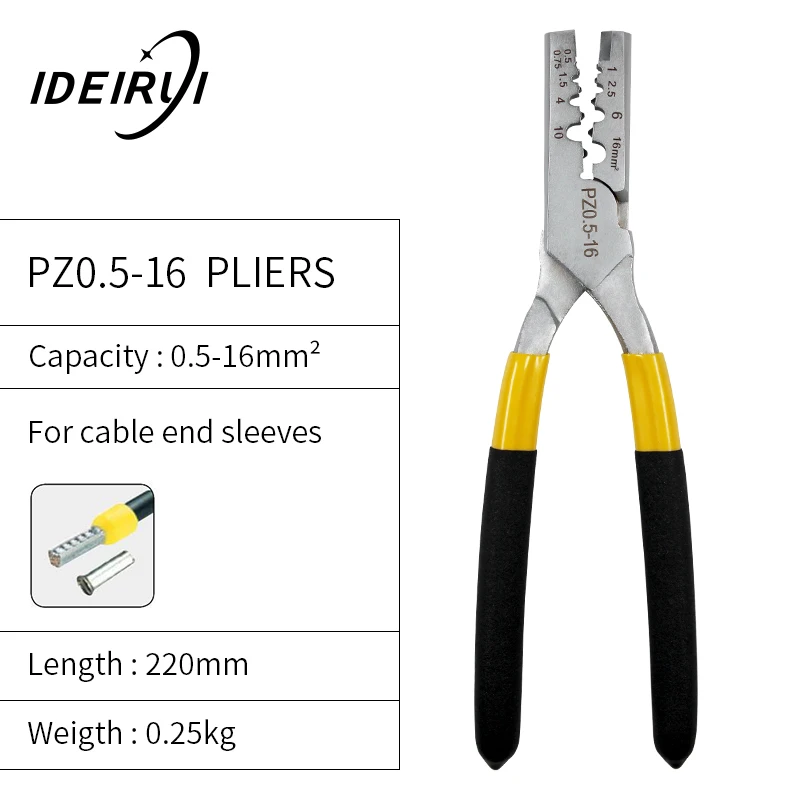 ОБЖИМНАЯ трубка клещи 0,25-35 мм немецкий стиль мини-Кримпер плоскогубцы Электрические обжимные инструменты - Цвет: PZ 0.5-16