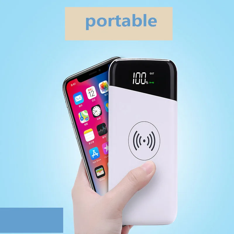 10000mAh QI Wireless Charger Power Bank For iPhone Samsung PD Fast Charging USB Powerbank External Battery Pack (2)