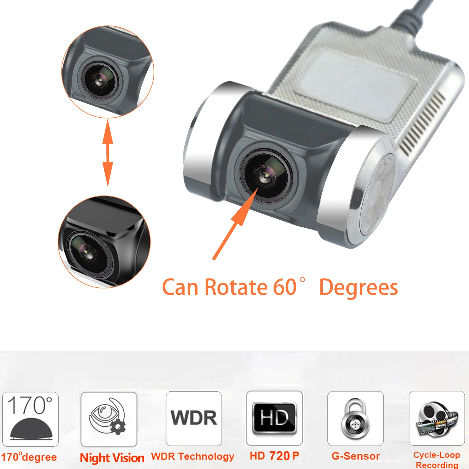 USB HD CCD Видеорегистраторы для автомобилей Камера вождения Регистраторы видео для Android 6,1/7,1/8,1 устройств с 140 градусов Широкий формат dual видеорегистратор