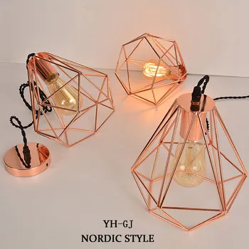 

New modern plating metal cage pendant lamp,vintage plating rose gold birdcage creative hanging lamp for restaurant living room