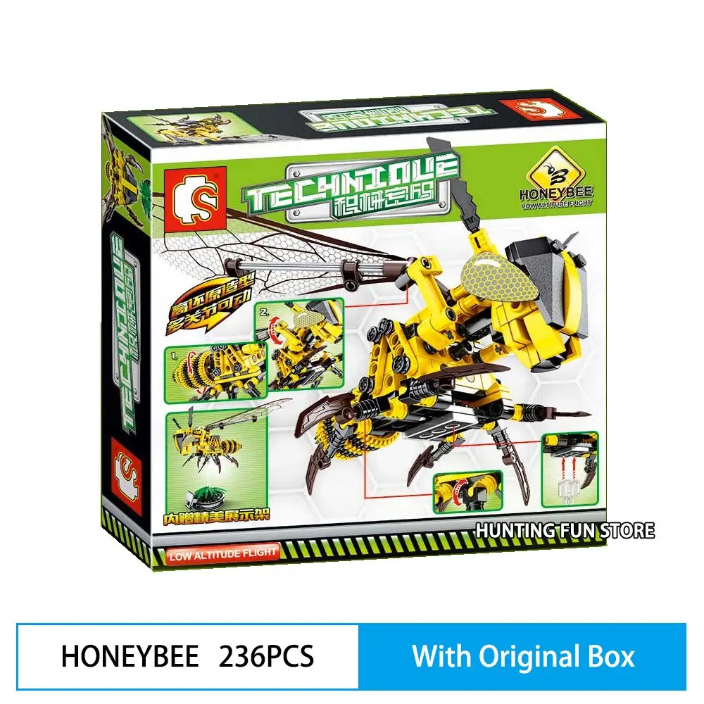 Fit Technic 703200 техника животных пчела Стрекоза набор 236 шт строительные блоки игрушки для детей творческие подарки коробка - Цвет: Honeybee with Box