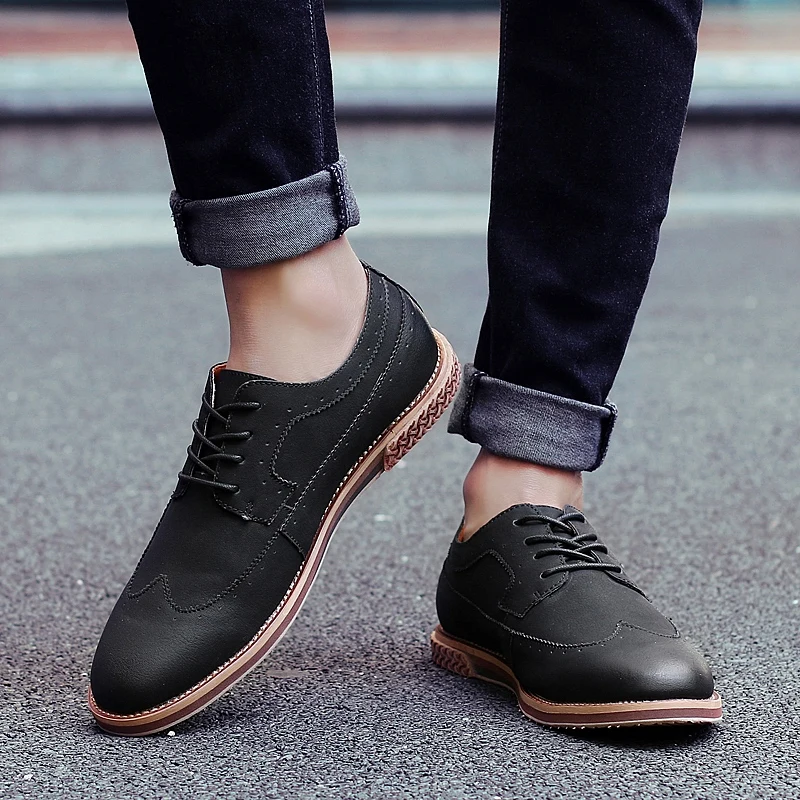 fashion suede leather men shoes elegant male footwear italian office leisure moccasins dress classic brogue oxford shoes for men (35)