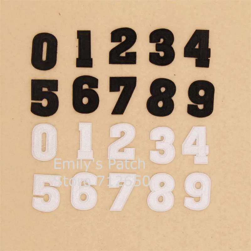 

New arrival 10 pcs Black and white color Arab Numbers 0-9 Embroidered patches iron on Motif garment bag hat shoe Jeans accessory