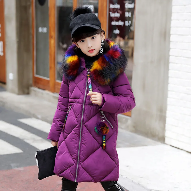 2018 Girls Winter Parka Coat Fur Collar Kids Warm Cotton Padded Coat For Girls Snow Wear Hooded Thick Jacket Outerwear Clothes 2018 Girls Winter Parka Coat Fur Collar Kids Warm Cotton Padded Coat For Girls Snow Wear Hooded Thick Jacket Outerwear Clothes