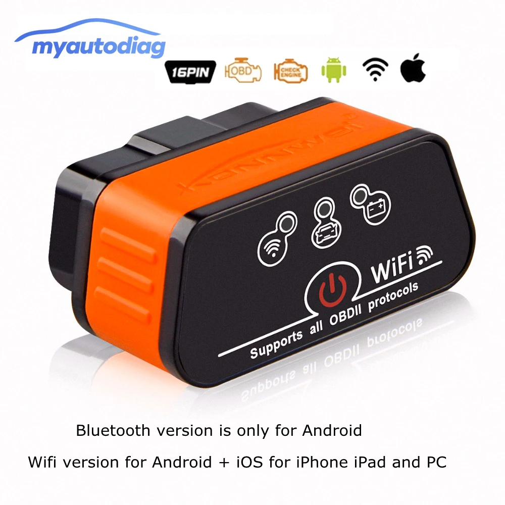 Vgate iCar 2 WIFI OBDII Scanner WIFI ELM327 OBD2 Adapter Code Reader Scan Tool F/ür Android iOS PC ICar2 Automotive Motor Diagnostic Scanner