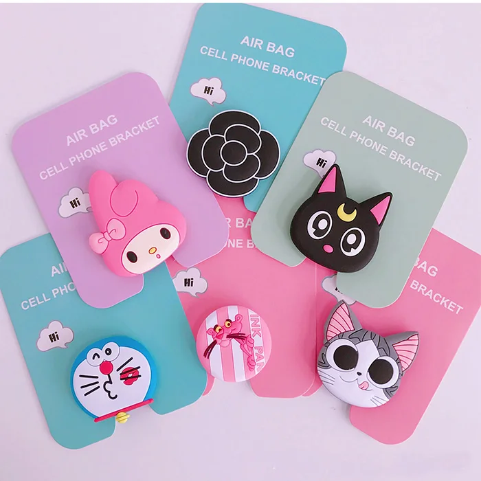 

Air bag cell phone bracket Cute Stitch Ryan chick Phone Stand Finger Holder cartoon hello kitty ring melody cat