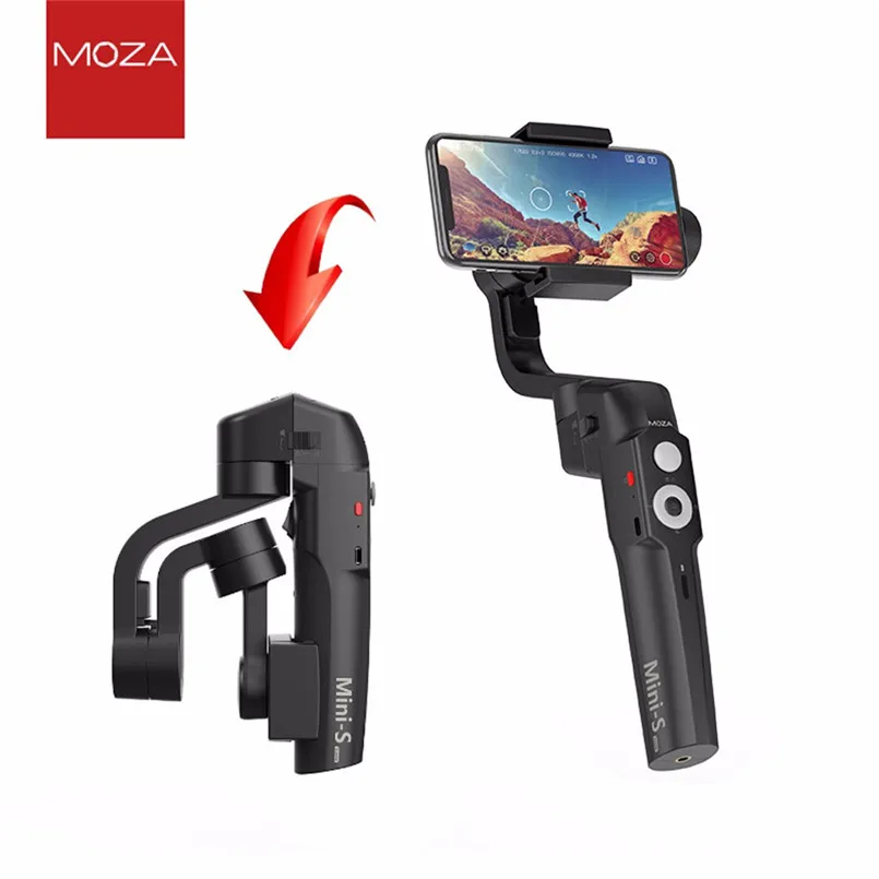 MOZA Mini-S Gimbal Складная Выдвижная 3-осевой портативный смартфон стабилизатор подключен к MOZA Genie APP 40AP26