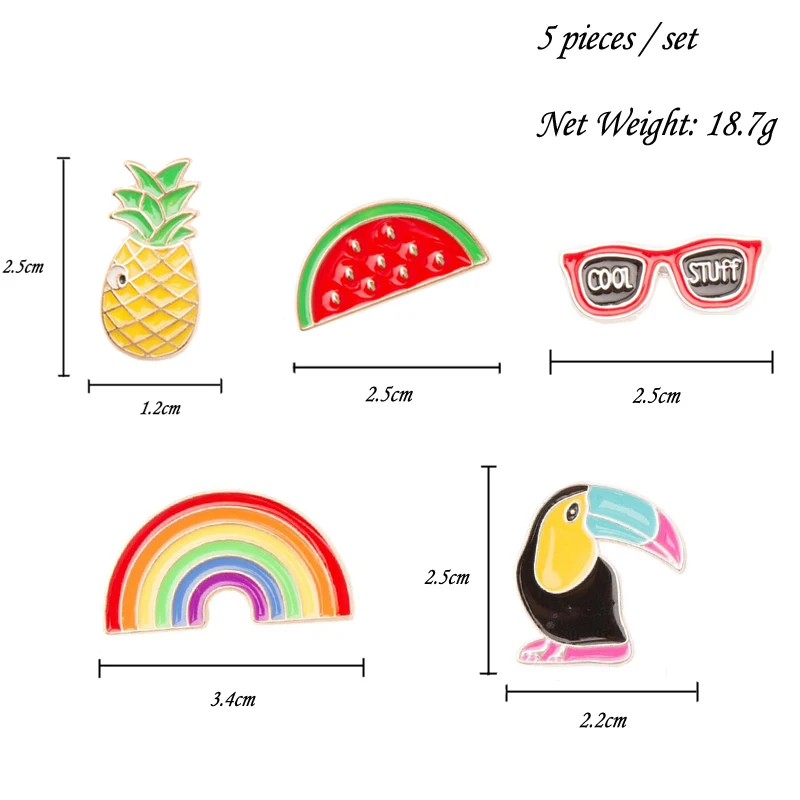 Креативные Мультяшные очки, радуга, ананас, арбуз, собака, брошь, для женщин, милое пальто, Нагрудный значок, броши, мужские, Металлическая Булавка, кнопка, подарок