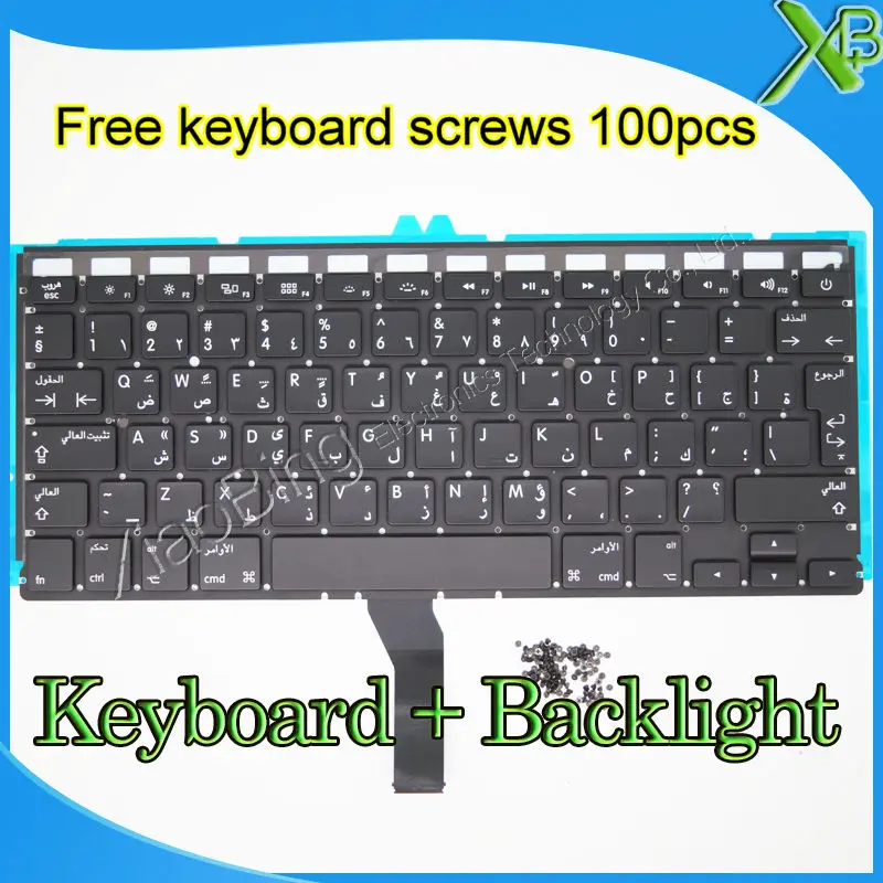 

Brand New Arab Arabic keyboard+Backlight Backlit+100pcs keyboard screws For MacBook Air 13.3" A1369 A1466 2010-2015 Years