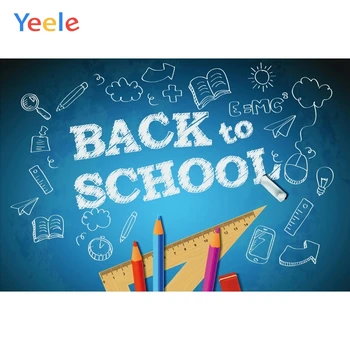 

Yeele Back to School Pencils Ruler Chalk Drawing Baby Photography Backgrounds Photographic Customized Backdrops for Photo Studio