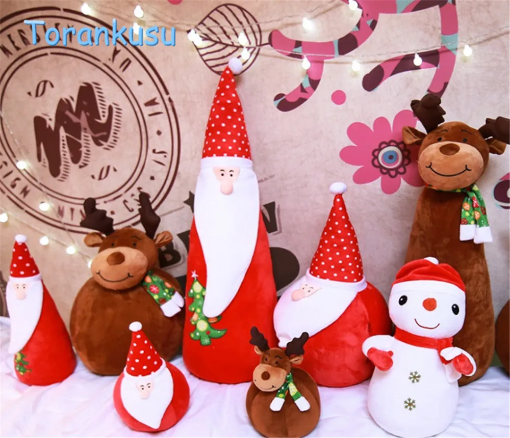 Christmas plush santa claus Snowman elk toys for children desktop ornaments dolls hand warmer pillow kawaii xmas gifts Reindeer