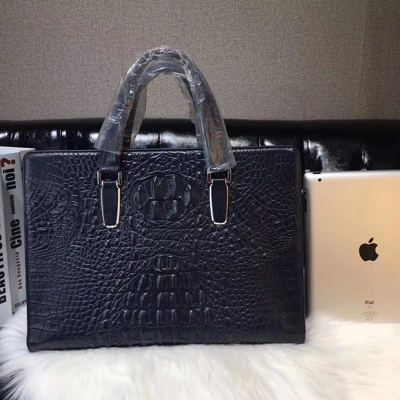 

Kaisiludi leather crocodile pattern male and female common handbag business document computer large capacity single shoulder bag