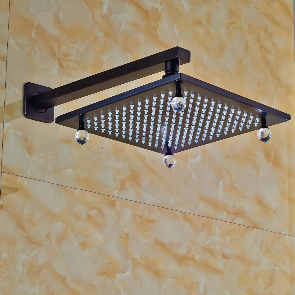 Bathroom 8" Square Brass Oil Rubbed Bronze Showerhead Wall Mount Shower