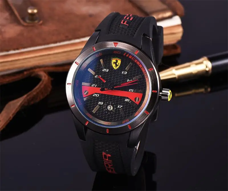 

2019 Luxury Brand for Ferrary Men Silicone Strap Watches Fashion Sports Casual Quartz Wristwatch Relogio Masculino Reloj Hombre
