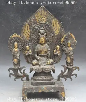 

old china buddhism joss pure bronze Gilt Gold guanyin bodhisattva goddess statue