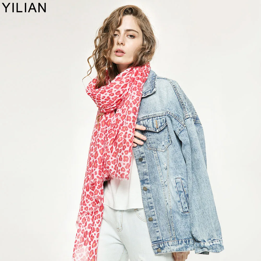 

YILIAN Brand New Season Leopard Print Women Scarf Long Designer New Style Soft Tassel Beach Shawls SC035