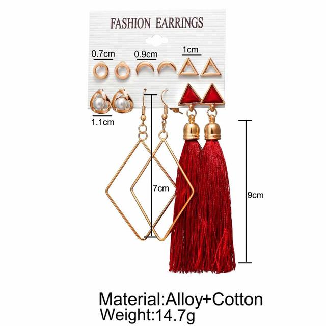 Bohemian Geometric Big Earrings sets For women Boho Tassel Long Drop Dangle Gold colors Earring Fashion Jewelry Dropshipping