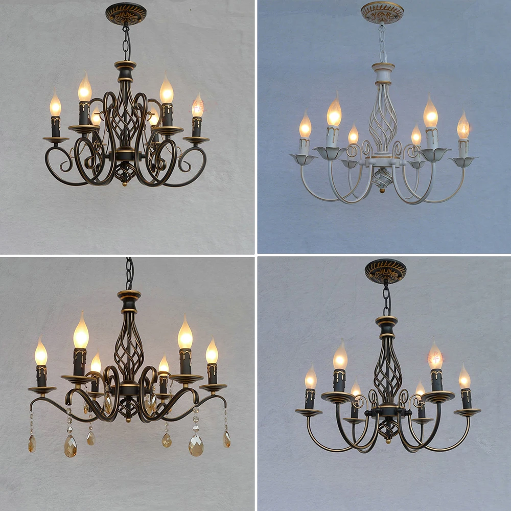 American Retro Style Iron Chandelier Lighting Led E14 Bulb 110V 220V