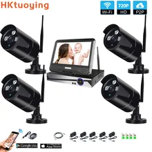 Беспроводная система наблюдения сетевой 10," ЖК-монитор NVR рекордер Wifi комплект 4CH 720P HD видео входы камера безопасности