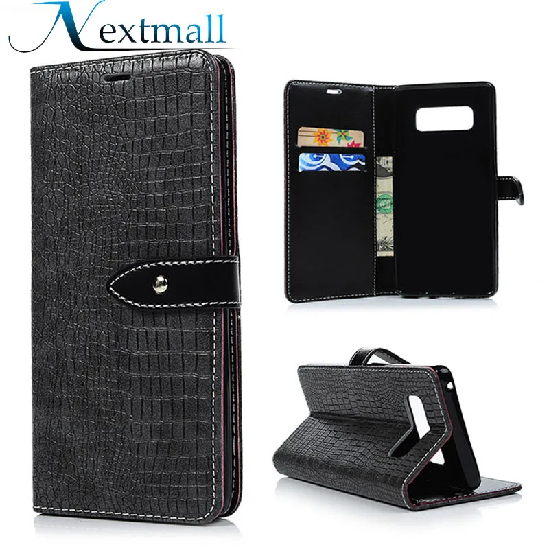 Nextmall Crocodile Pattern PU Leather Stand Wallet Case Cover Protective Phone For Samsung Galaxy note 8 for iPhone case |