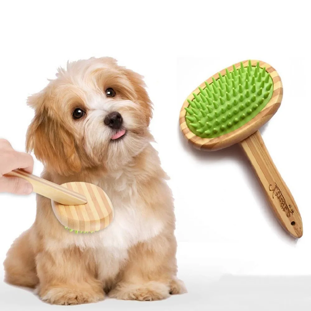

Pet Anti-Static Shampoo Grooming Multi-angle Cleaning Massage Comb Bamboo Soft Silicone Dog Cat Brush Pet Supplies