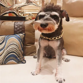 

Crocodile Grain Pet Chihuahua French Bulldog Collars Cool Gold Chain Dog Collar Alloy Gold Necklace for Small Dog Cat Medium Dog