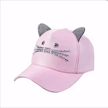Со стразами Snapback для девочек милые кошачьи уши бейсболка с изображением героев мультфильма Женские повседневные кепки от солнца колпачки кости Casquette для женщин