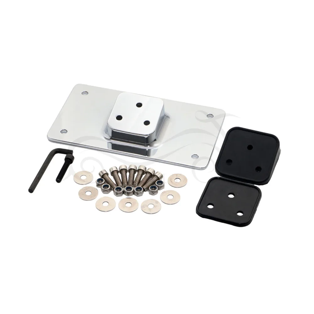 Chrome Laydown Tilt License Plate Frame Mount for Harley Sportster Dyna Softail