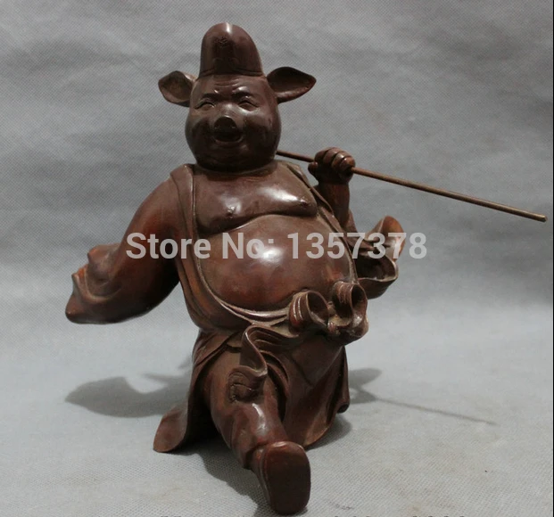 

shitou 00156 8" Chinese Bronze Collect Mythology Marshal Happy Zhu BaJie Chu Pa-chieh Statue discount 30% (C0324)