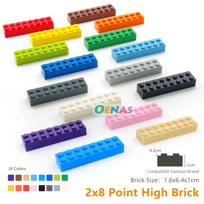moc tiles 2x8 3007 High Bricks Blocks Classic Small Building Blocks DIY parts fit legoing