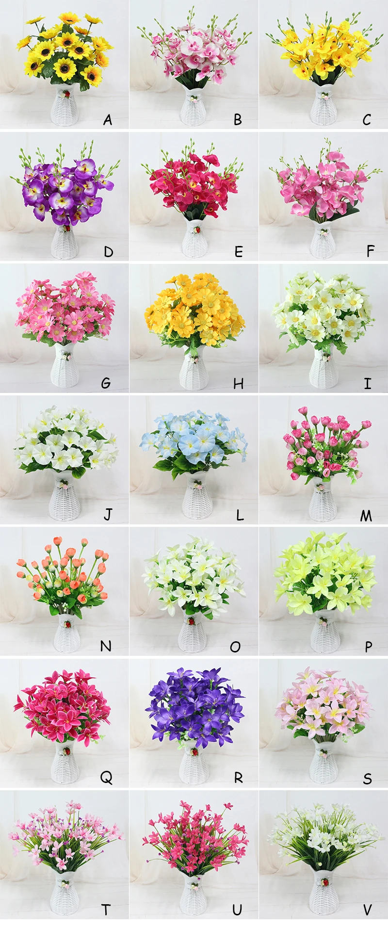 quality  plastic vase + silk flowers artificial flower set home flowers decoration artificial wedding decor Free Shipping (371)