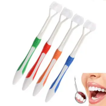

Environmentally Friendly Resin 3 Sided Toothbrush Tooth Clean Dental Care Special Needs Random Colors Toothbrush For Adults