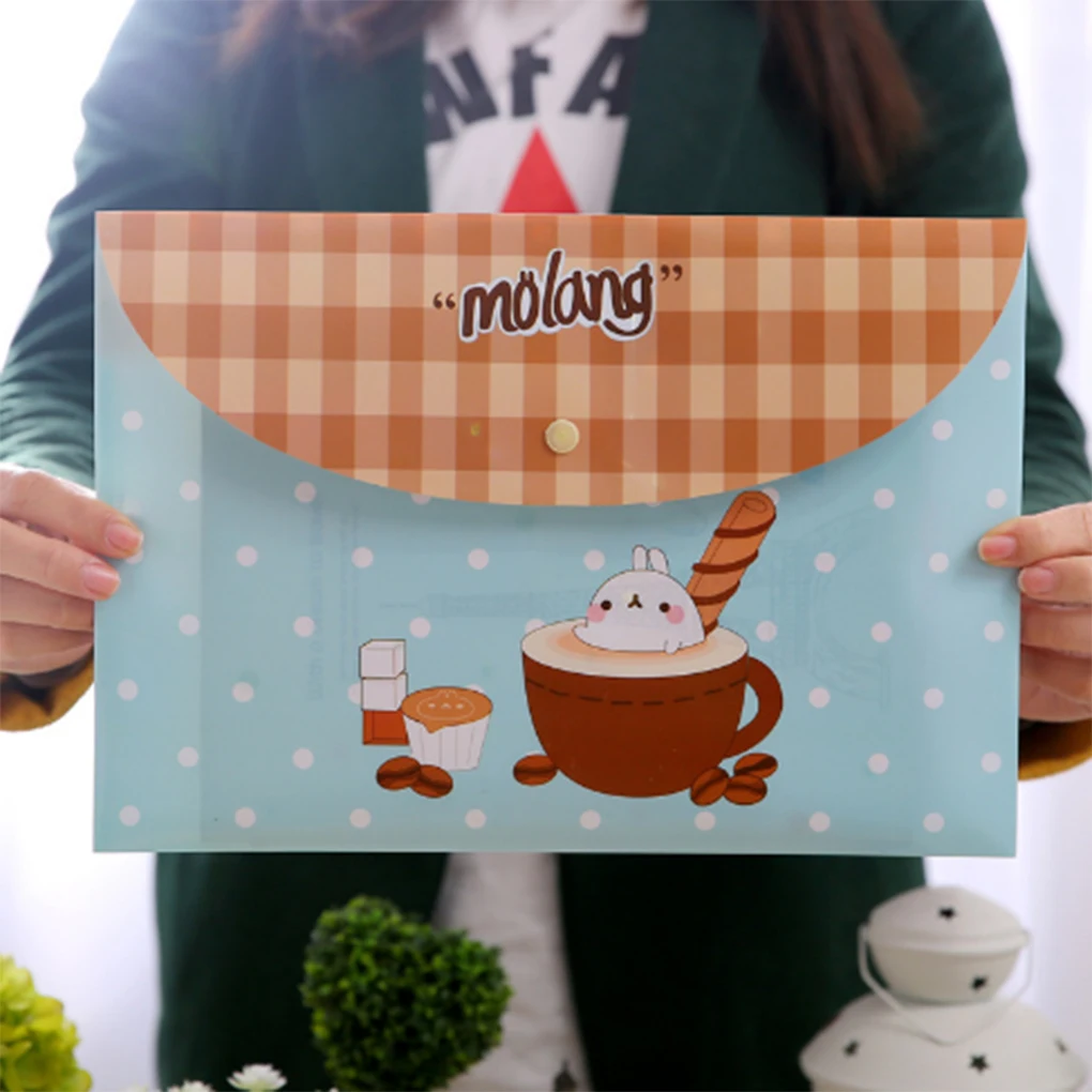

A4 Size Cute Animal Fresh Floral PVC Filing Products Button Closure Document Bag Ticket Folder School Office